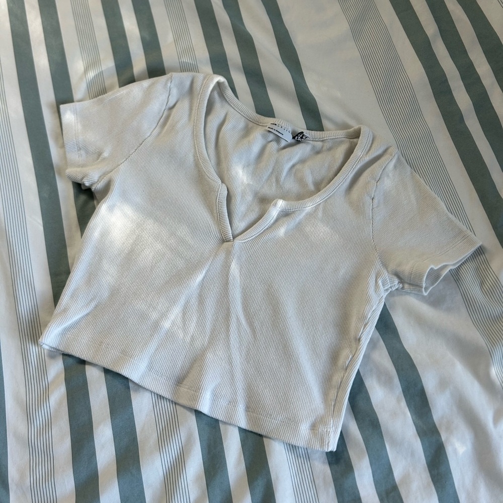 ASOS white notch neck crop top